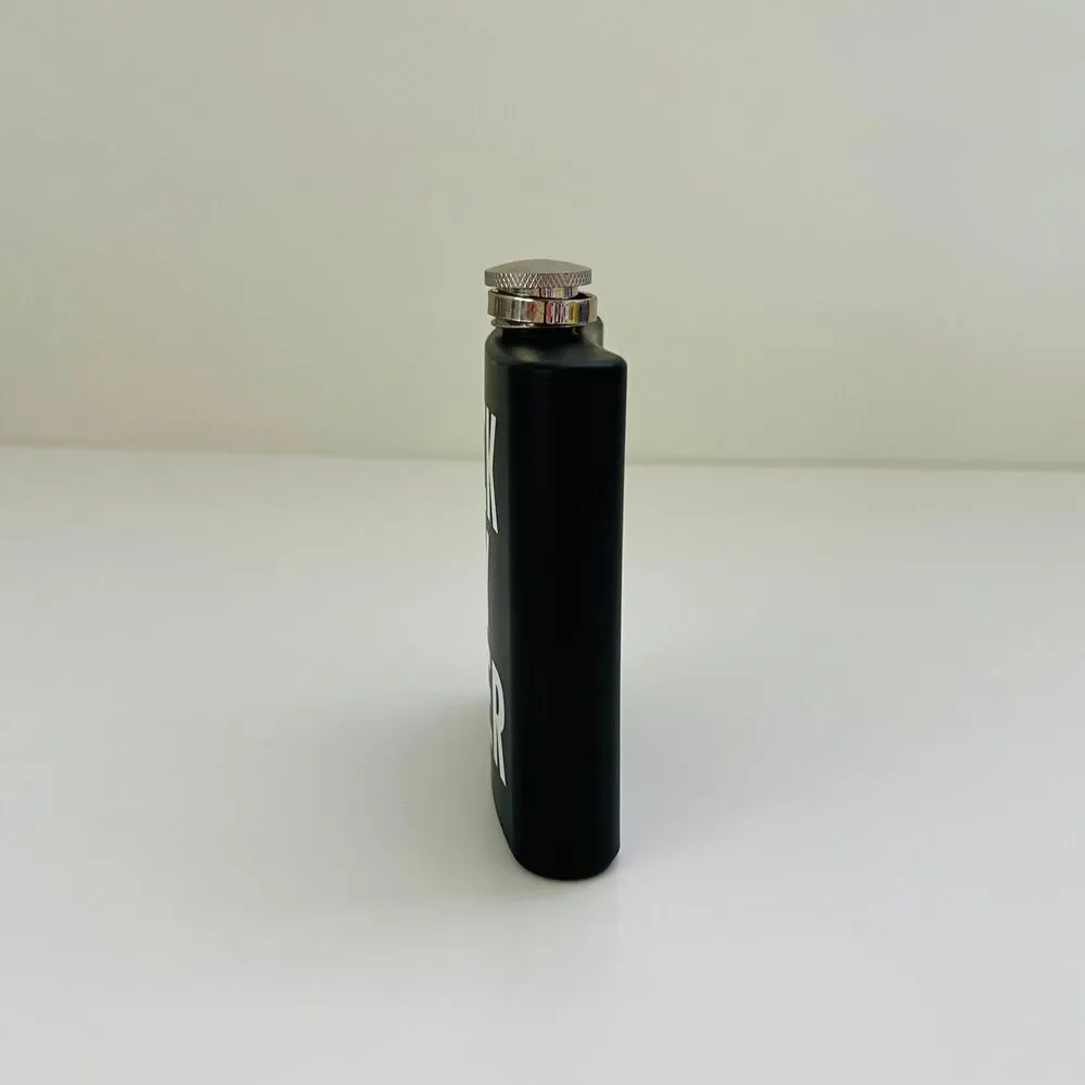 URBAN OUTFITTERS Matte Black White Lettering F**k My Liver Hip Flask